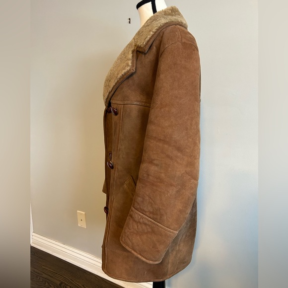✨Free Shipping✨ 1970's Vintage Morlands Sheepskin Unisex Tan Coat - Picture 14 of 17